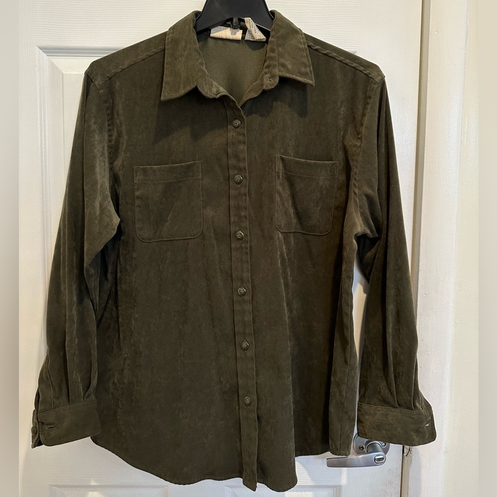 Vintage Bill Bass Jeans Olive Green Button Up Shirt